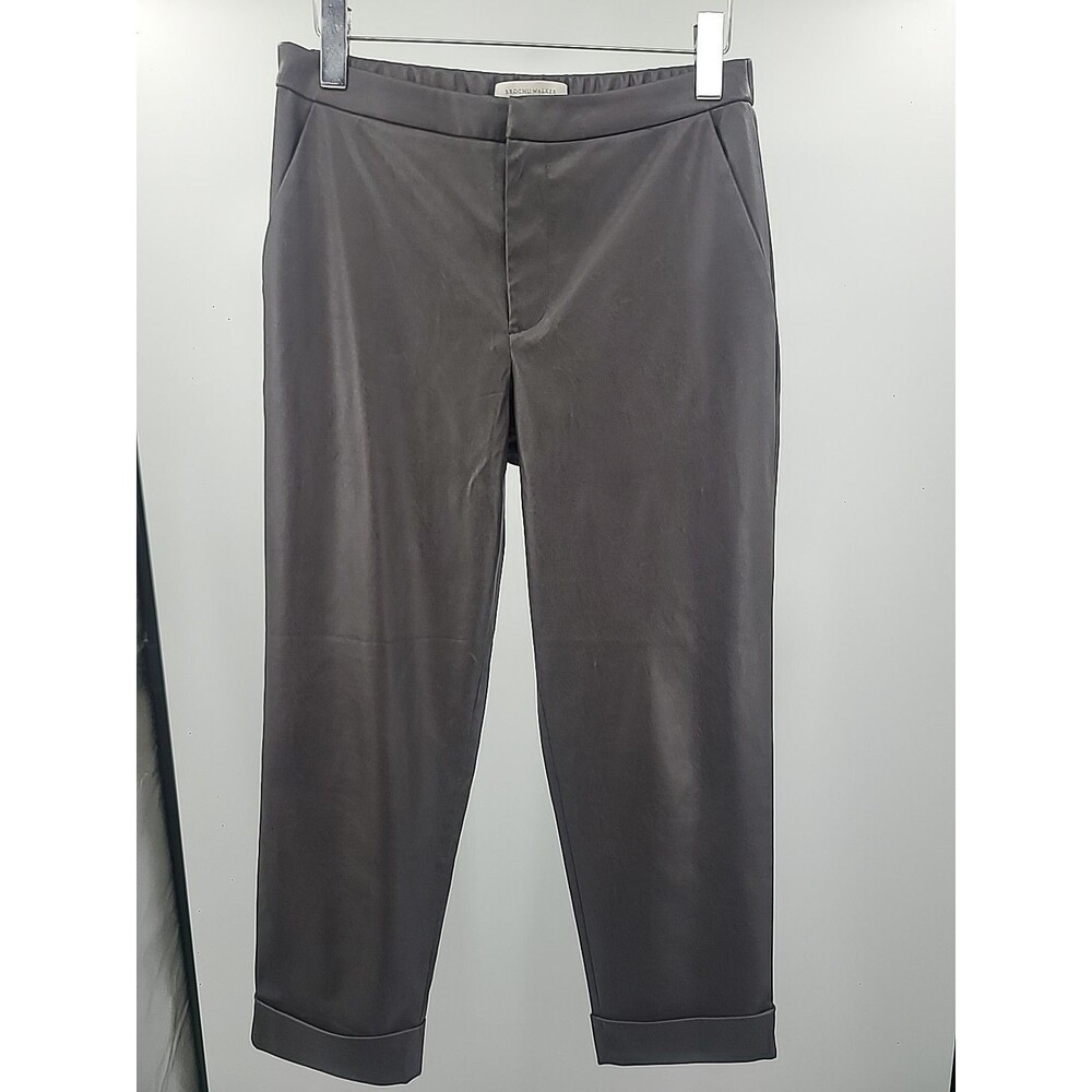 Brochu Walker Westport Pants Sz S  Chocolate Brown Faux Leather Quiet Luxury